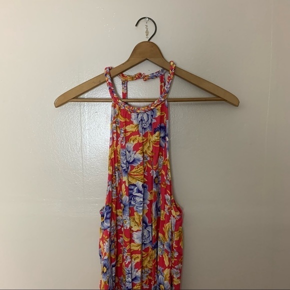 31. [American Eagle] Pink Floral Print High Neck Halter Swing Dress - Picture 3 of 11